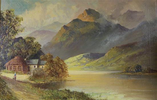 F.E. Jamieson, oil on canvas, loch scene, 15 x 23in.